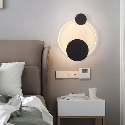 Modern Minimalist Iron Aluminum Round Elliptical LED Wall Sconce Lamp For Bedside