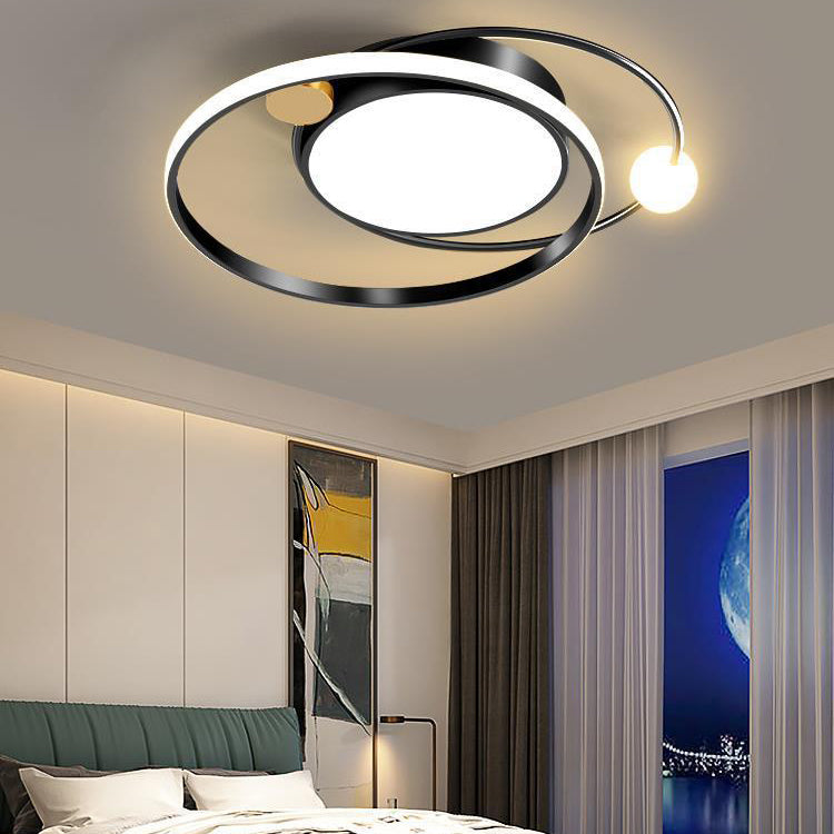 Modern Minimalist Round Circle Iron Acrylic LED Flush Mount Ceiling Light For Bedroom