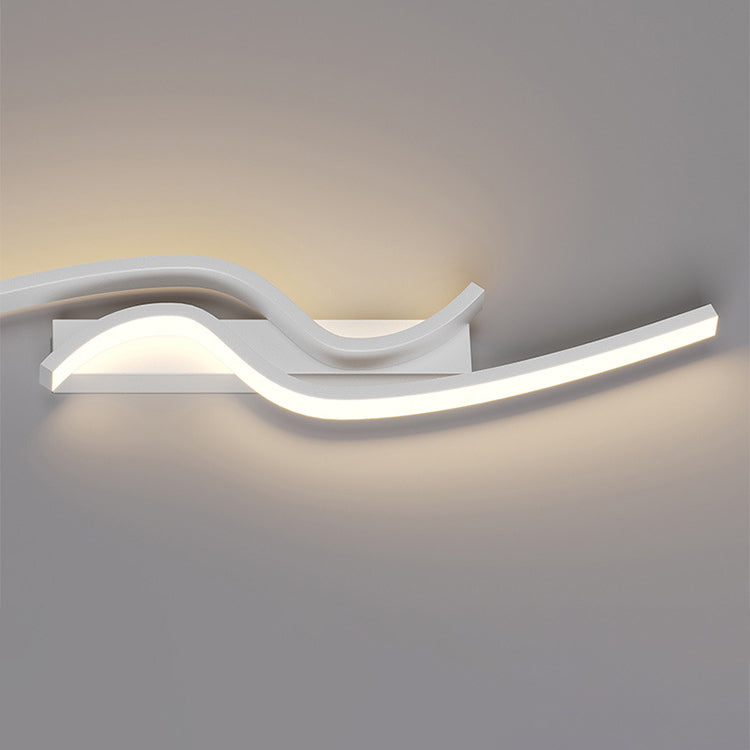 Contemporary Nordic Iron Aluminum Silica Strip Line LED Wall Sconce Lamp For Hallway