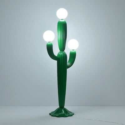 Contemporary Creative Cactus Resin Glass 3-Light Standing Floor Lamp For Living Room