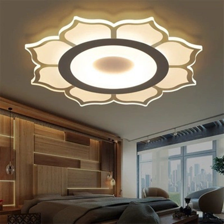 Modern Minimalist Lotus Round Iron Acrylic LED Flush Mount Ceiling Light For Bedroom