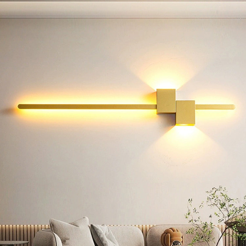 Modern Minimalist Strip Rectangle Iron Aluminum LED Wall Sconce Lamp For Living Room