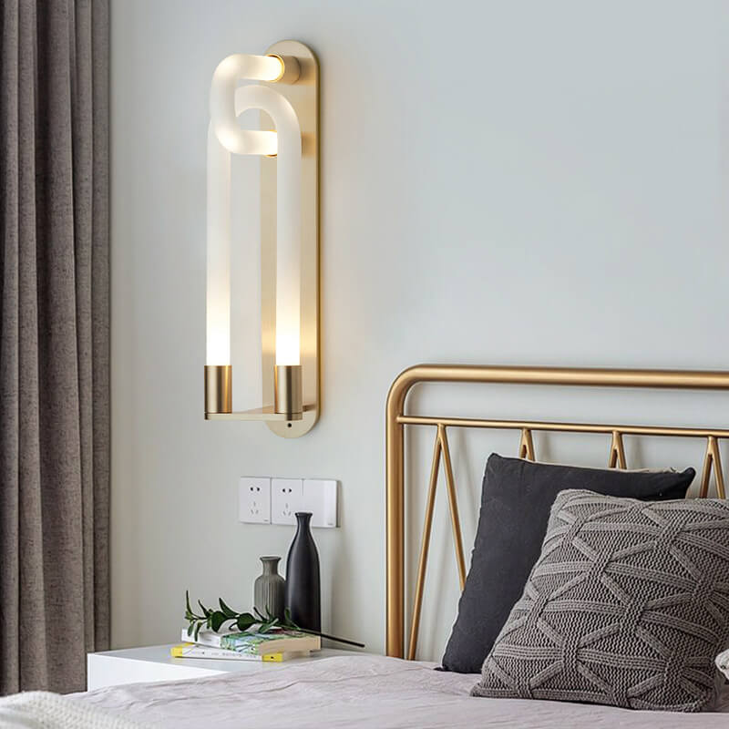 Nordic Light Luxury Golden White Tube LED Wall Sconce Lamp