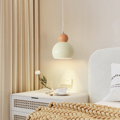 Contemporary Creative Cream Round Dome Iron 1-Light Wall Sconce Lamp For Bedroom