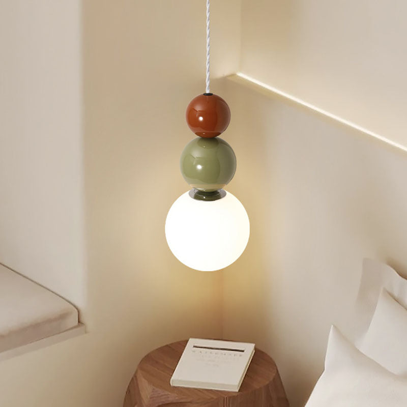 Modern Minimalist Round Ball Iron Glass 1-Light Pendant Light For Bedroom