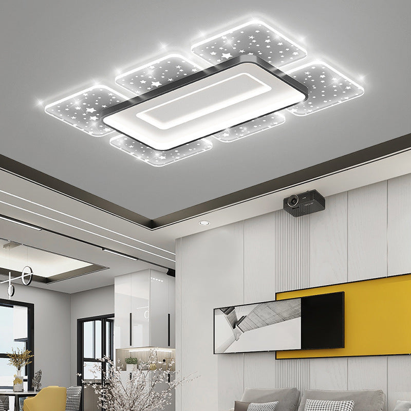 Contemporary Nordic Square Rectangular Acrylic LED Flush Mount Ceiling Light For Living Room