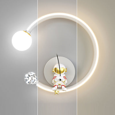 Contemporary Creative Cartoon Astronaut Iron Aluminum LED Wall Sconce Lamp For Bedroom