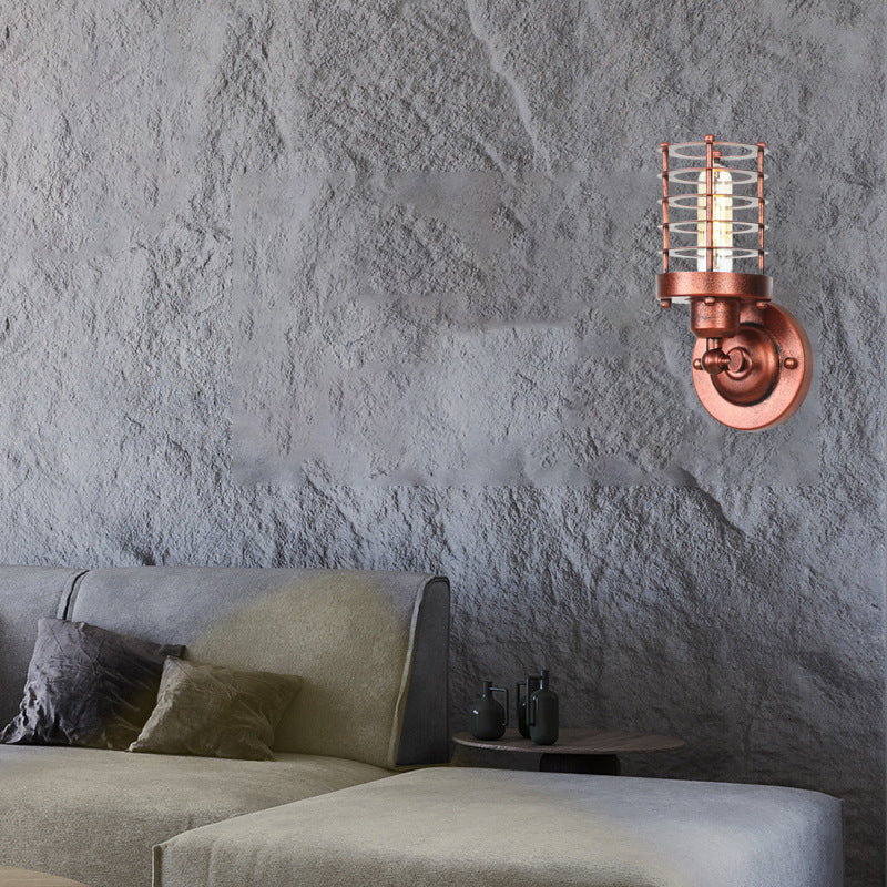 Contemporary Industrial Cylinder Iron 1-Light Wall Sconce Lamp For Hallway