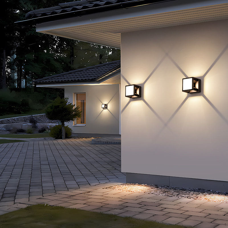 Modern Minimalist Solar Square Striped Aluminum LED Wall Sconce Lamp For Garden