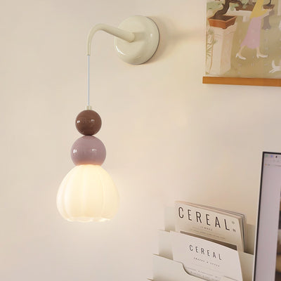 Lampe murale minimaliste moderne à 1 lumière en verre avec pétales de gourde ronde pour chambre à coucher 