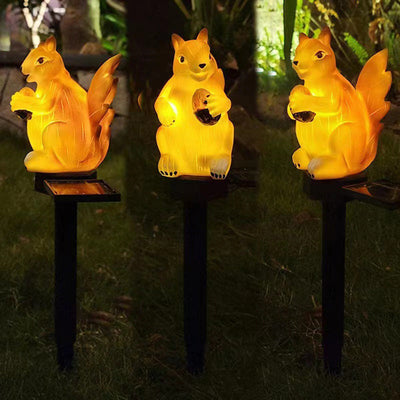 Modern Art Deco Waterproof Solar Plastic Resin Eagle Panda Squirrel House Simulated Animal LED Outdoor Light For Garden