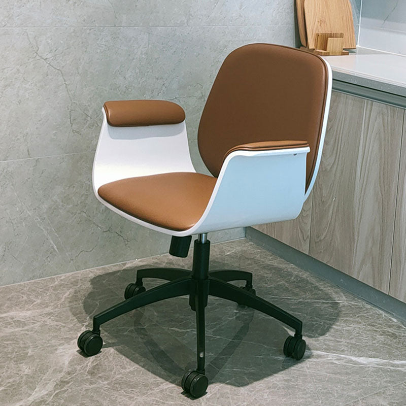 Contemporary Luxury Microfiber Leather Wood Grain Height Adjustable Swivel Desk Chair Backrest Armrest For Home Office