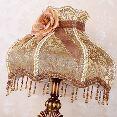 Traditional European Pastoral Flower Pattern Fabric Shade Resin Carved Base 1-Light Table Lamp For Home Office