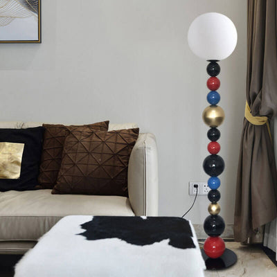 Scandinavian Creative Colorful Round Ball Glass 1-Light Standing Floor Lamp