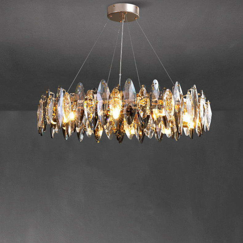 Modern Luxury Oval Crystal Iron 5/6/10 Light Chandelier For Living Room