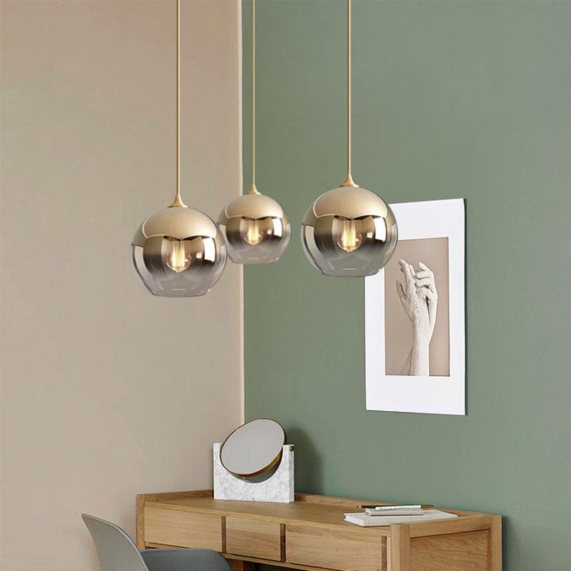 Contemporary Scandinavian Orb Glass Iron 1-Light Pendant Light For Bedroom