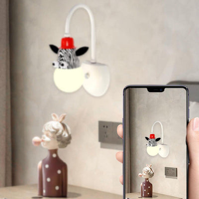 Contemporary Creative Cartoon Critter Round Glass Iron LED Wall Sconce Lamp For Bedroom