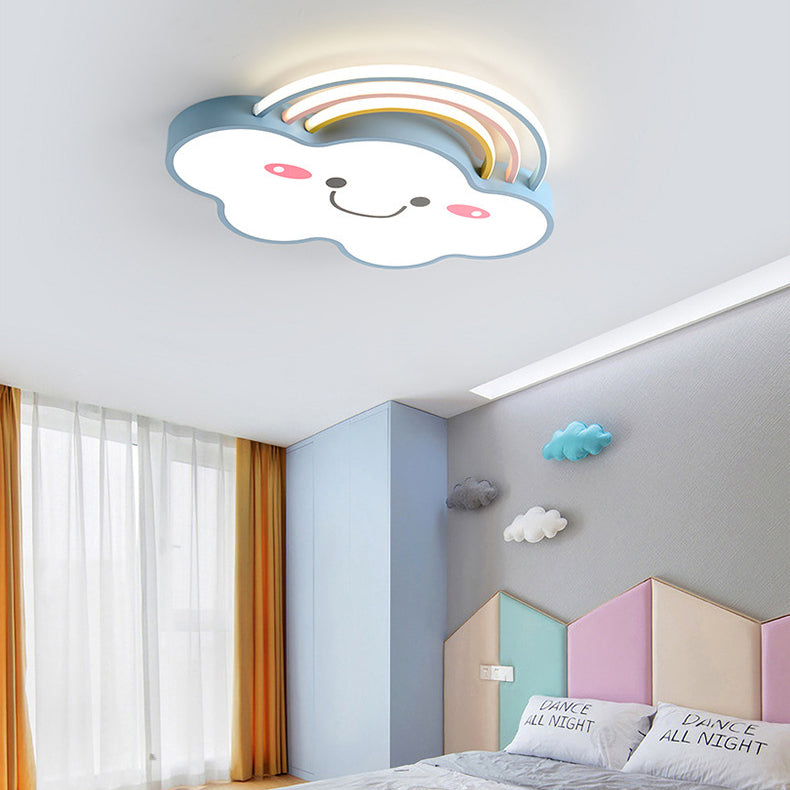 Contemporary Creative Rainbow Cloud Acrylic Shade LED Flush Mount Ceiling Light For Bedroom