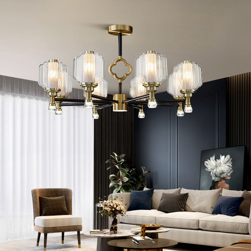 Contemporary Scandinavian Crystal Glass Copper 6/8/15 Light Chandelier For Living Room