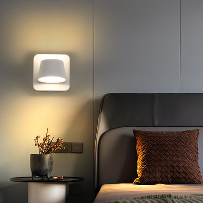 Modern Minimalist Round Table Square Base Iron Aluminum PS LED Wall Sconce Lamp For Bedroom