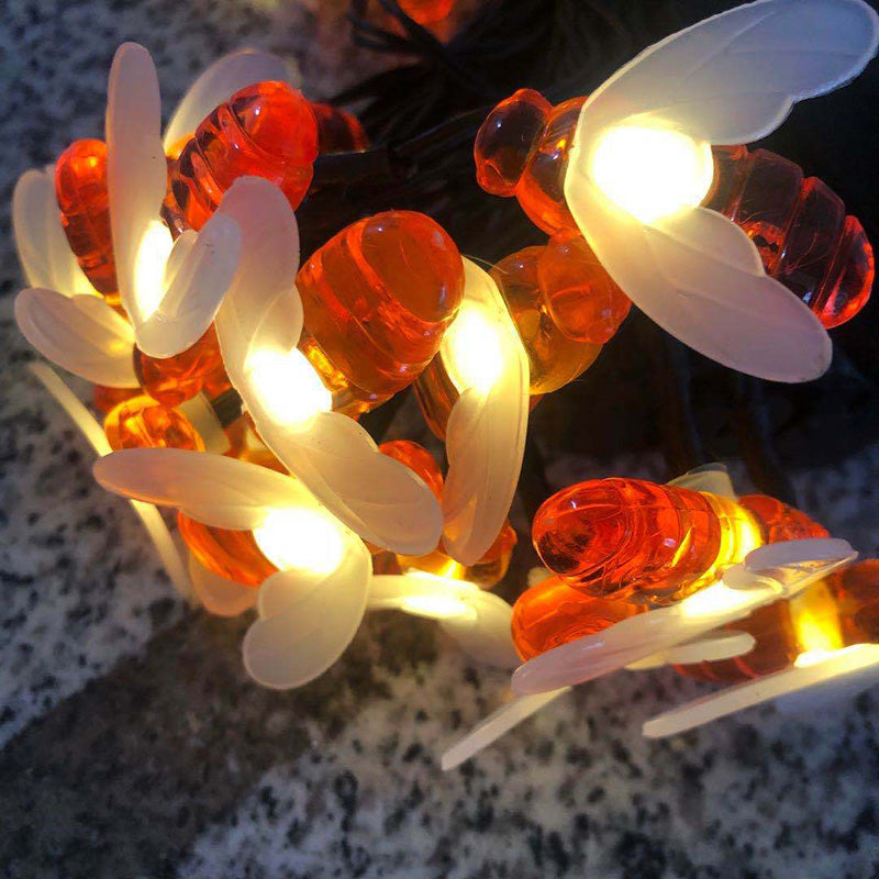 Modern Art Deco Waterproof Solar Honey Bees Decoration Plastic LED Outdoor String Light For Garden