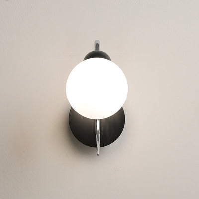 Modern Minimalist Iron Glass Circular Arc Ball 1-Light Wall Sconce Lamp For Bedside