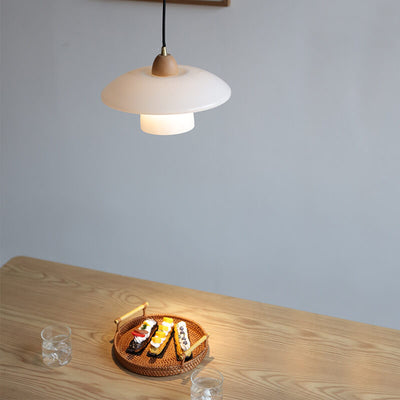 Lampe suspendue à 1 lumière en verre de disque de jade blanc vintage danois 
