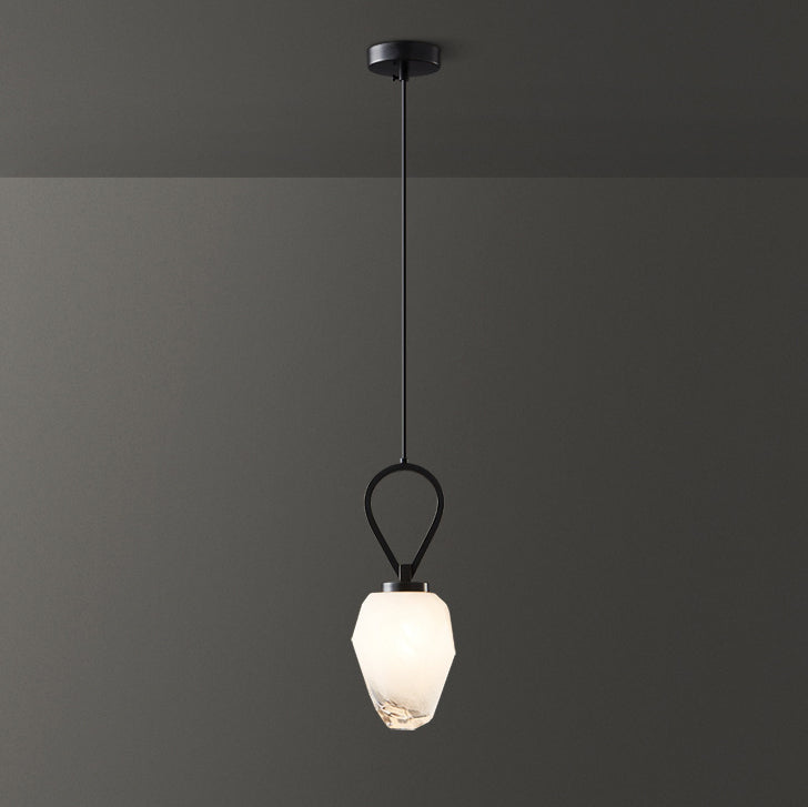 Modern Minimalist Irregular Glass Copper 1-Light Pendant Light For Living Room