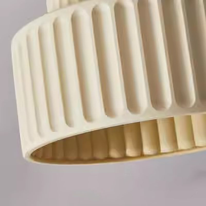 Contemporary Nordic Cream Style Ribbed Resin Round Shade 1-Light Flush Mount Ceiling Light For Bedroom