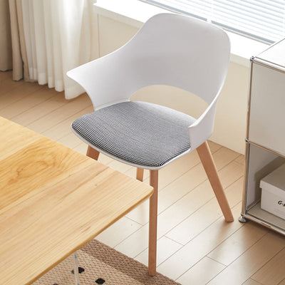 Contemporary Nordic Curved Plastic Wood Legs Dining Chair Backrest Armrest For Dining Room