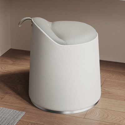 Modern Simplicity Leather Wood Aluminum Alloy Sponge Round Cylinder Vanity Stool Backrest For Bedroom