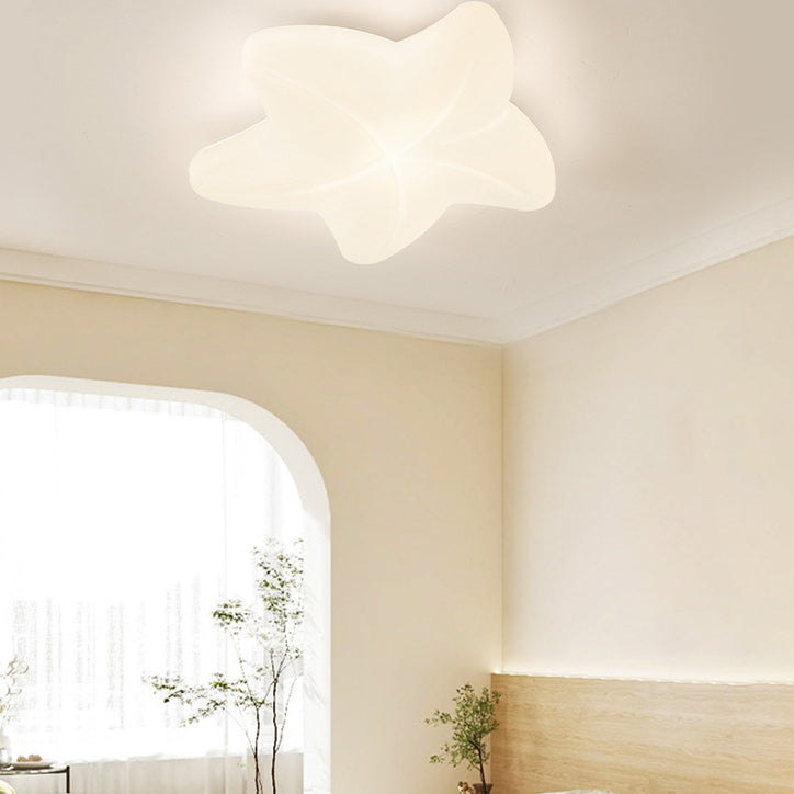 Contemporary Simplicity Pentagram PE Shade Iron LED Flush Mount Ceiling Light For Bedroom