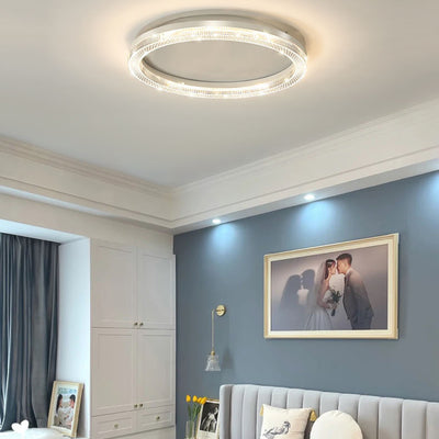 Modern Luxury Round Aluminium PMMA LED Flush Mount Ceiling Light For Bedroom