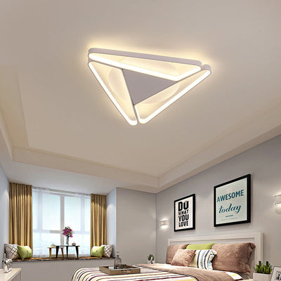 Contemporary Simplicity Aluminum Geometric Triangle Silicone LED Flush Mount Ceiling Light For Living Room