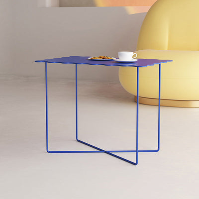 Modern Minimalist Square Tabletop Iron Lacquer Side Table 4-Leg For Living Room