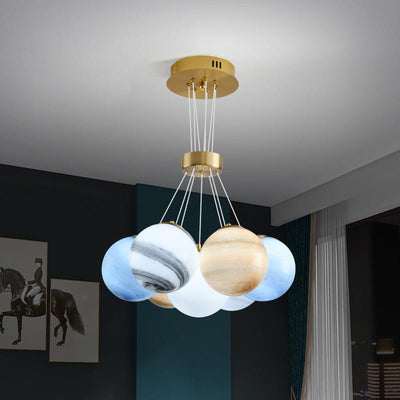 Contemporary Creative Moon Glass Bubble 7/13/19-Light Chandelier For Living Room