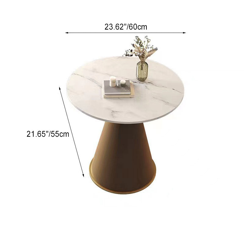 Contemporary Luxury Round Sintered Stone Top Metal Base Coffee Table For Living Room