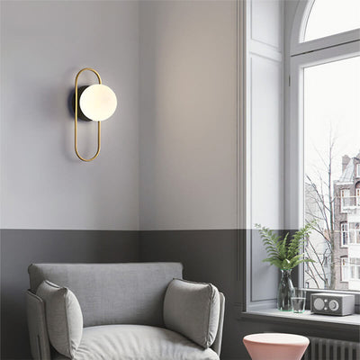 Modern Light Luxury Round Iron Glass 1-Light Wall Sconce Lamp