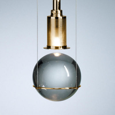 Modern Minimalist Round Ball Cylinder Iron Glass 1-Light Pendant Light For Living Room