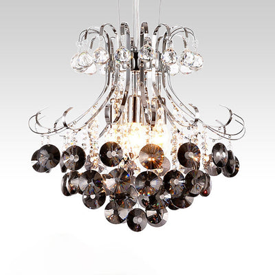 Modern Luxury Grape Crystal Ball Silver Finish Frame 4-Light Chandelier For Living Room