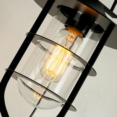 Contemporary Industrial Iron Glass Houseboat Design 1-Light Wall Sconce Lamp For Dining Room