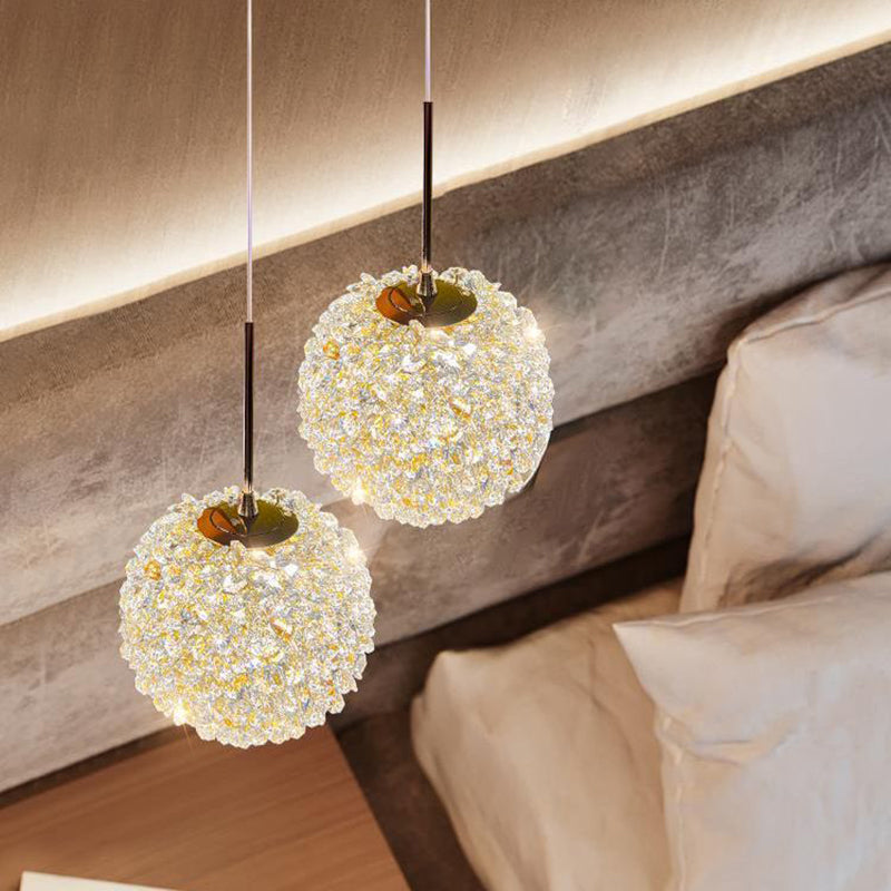 Contemporary Luxury Crystal Lychee Shade Hardware 1-Light Pendant Light For Living Room