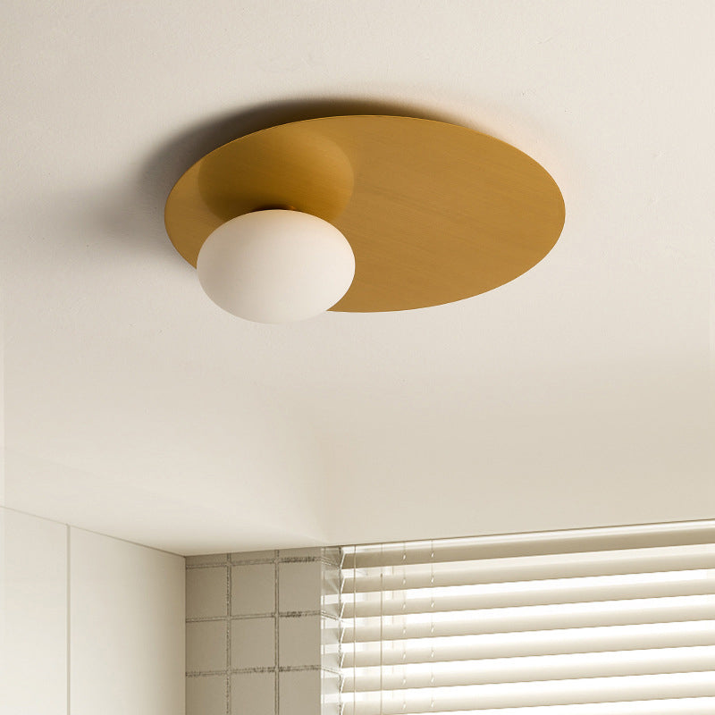 Modern Minimalist Oval Hardware Glass LED Flush Mount Ceiling Light For Living Room