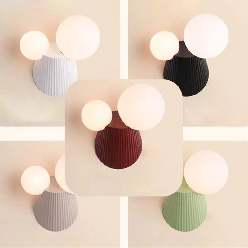 Modern Minimalist Round Table Orb Resin PE 2-Light Wall Sconce Lamp For Bedroom