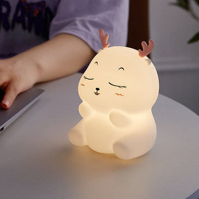 Contemporary Creative Silicone Elk Remote Control LED USB Night Light Table Lamp For Bedroom