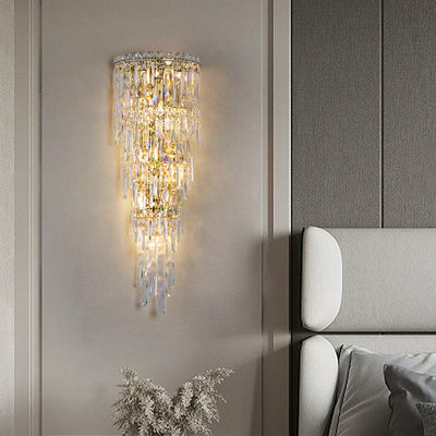 Lampe murale contemporaine à 1 lumière avec pampilles en cristal de luxe pour le salon 