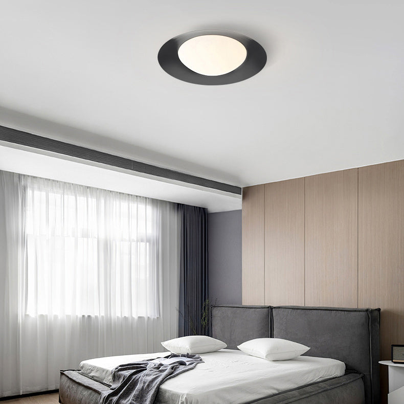 Modern Simplicity Round Copper Glass LED Flush Mount Ceiling Light For Bedroom