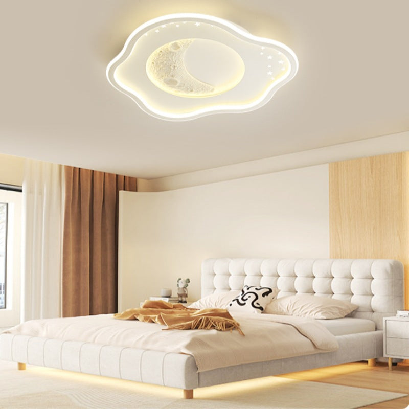 Contemporary Nordic Iron Acrylic Planet Moon Round Triangle LED Flush Mount Ceiling Light For Bedroom