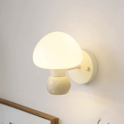 Contemporary Creative Mushroom Iron Glass 1-Light Wall Sconce Lamp For Bedroom