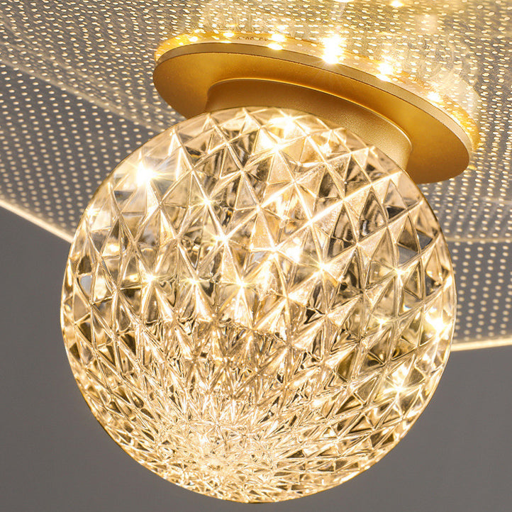 Contemporary Luxury Ruffled Acrylic Decor Spherical Shade LED Pendant Light For Bedroom